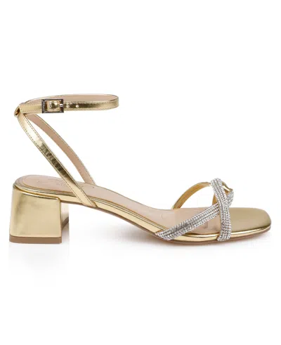 Jewel Badgley Mischka Fern Ankle Strap Sandal In Gold