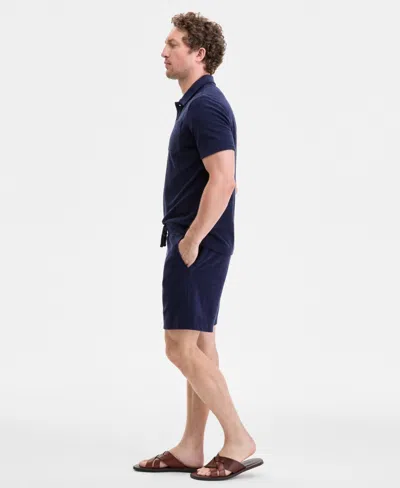 Club Room Men's Solid Terry Cloth Shorts, Exclusively At Macy's In Blue