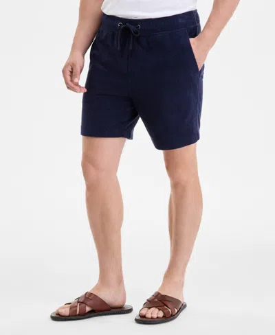 Club Room Men's Solid Terry Cloth Shorts, Exclusively At Macy's In Blue