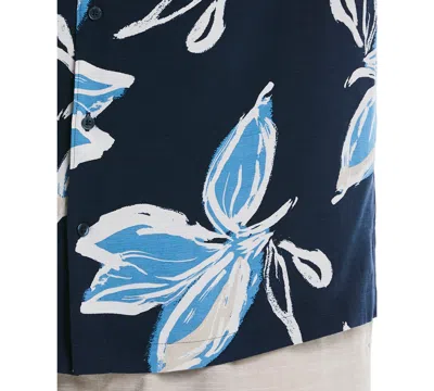 Cubavera Men's Big & Tall Classic-fit Tropical Floral Button-down Shirt In Blue