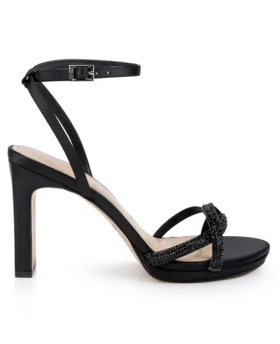 Jewel Badgley Mischka Fila Ankle Strap Platform Sandal In Black