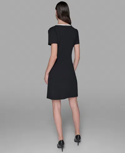 Karl Lagerfeld Women's Scuba Crepe Bow A-line Dress In Black