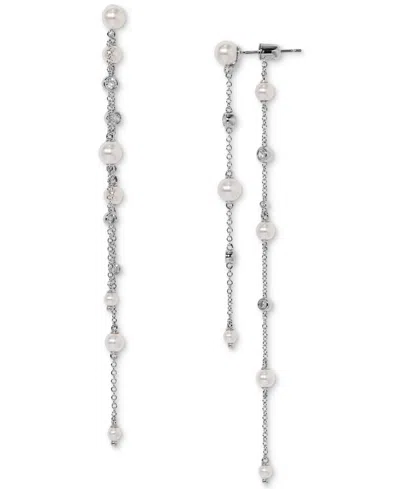 Eliot Danori Silver-tone Imitation Pearl & Cubic Zirconia Maisie Front & Back Drop Earrings, Exclusively At Macy'