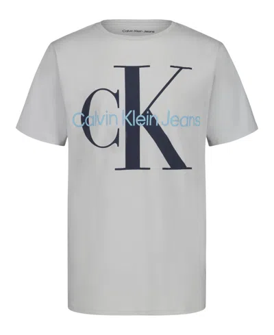 Calvin Klein Big Boys Monologo Short Sleeve T-shirt In Gray