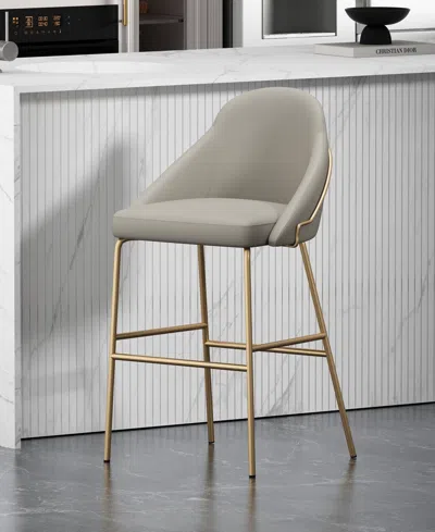 Manhattan Comfort Gracie Modern Leatherette Counter Stool With Steel Legs In Gray