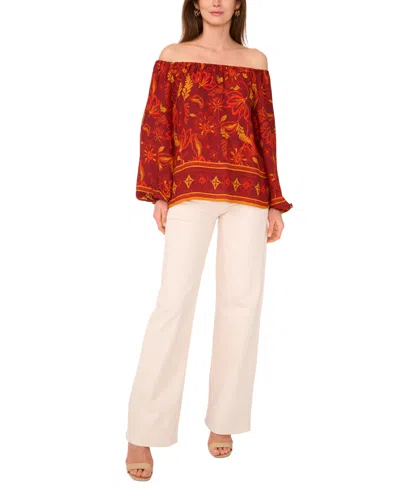 Vince Camuto Women's Off-the-shoulder Long-sleeve Blouse In Brown