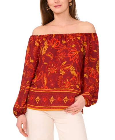 Vince Camuto Women's Off-the-shoulder Long-sleeve Blouse In Brown
