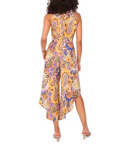 Msk Petite Printed Halter Wide-leg Jumpsuit In Multi