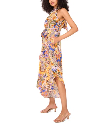 Msk Petite Printed Halter Wide-leg Jumpsuit In Multi