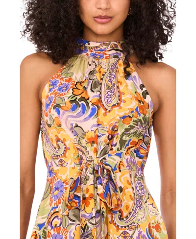Msk Petite Printed Halter Wide-leg Jumpsuit In Multi