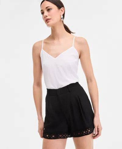 Inc International Concepts Women's Crochet-trim Shorts, Exclusively At Macy's In Black
