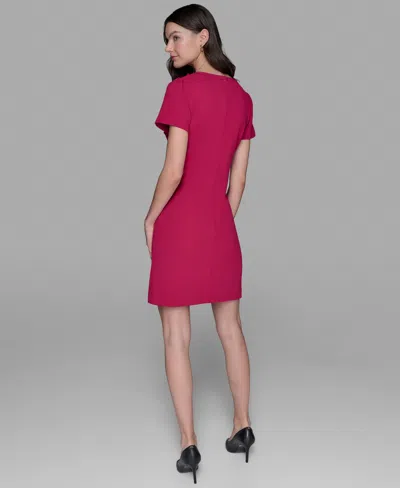 Karl Lagerfeld Women's Scuba Crepe Bow A-line Dress In Pink