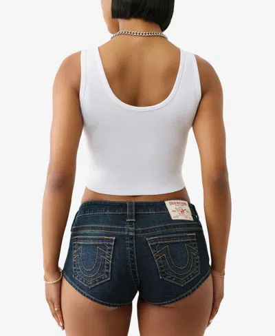 True Religion Women's Crystal Rib Crop Tank Top In White