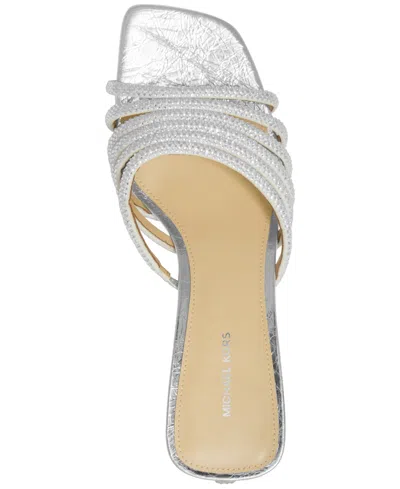 Michael Kors Michael  Women's Haisley Kitten Heel Sandals In Silver