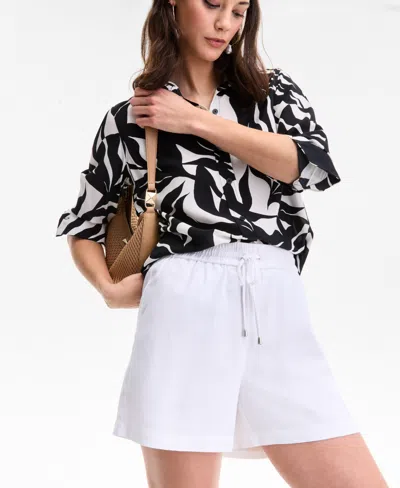 Inc International Concepts Women's Printed Long-sleeve Button-down Shirt, Exclusively At Macy's In Black