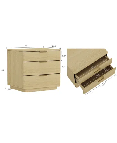 Manhattan Comfort Payton Modern Nightstand With 3 Drawers In Neutral