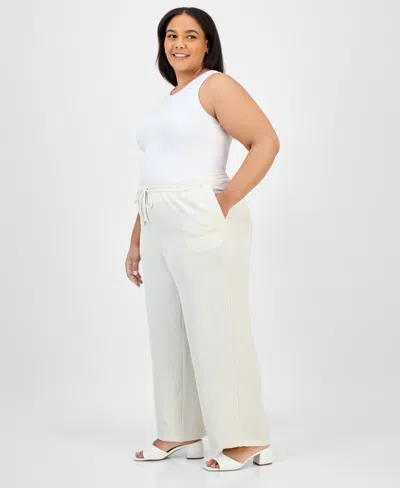 Jones New York Plus Size Drawstring Wide-leg Pants In White
