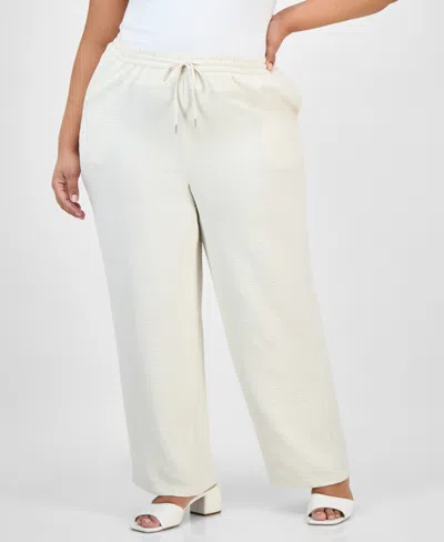 Jones New York Plus Size Drawstring Wide-leg Pants In White