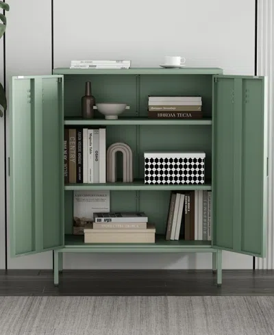 Manhattan Comfort Naomi Modern Accent Cabinet With 3 Adjustable Shelves In Blue