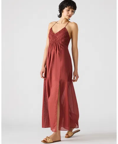 Steve Madden Brianna Side Slit Sleeveless Cotton Maxi Dress In Red