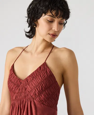 Steve Madden Brianna Side Slit Sleeveless Cotton Maxi Dress In Red