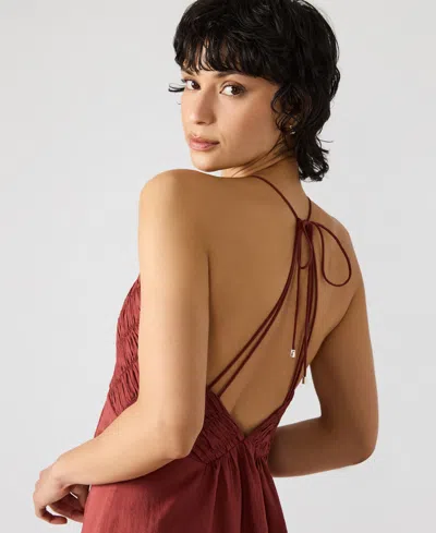 Steve Madden Brianna Side Slit Sleeveless Cotton Maxi Dress In Red