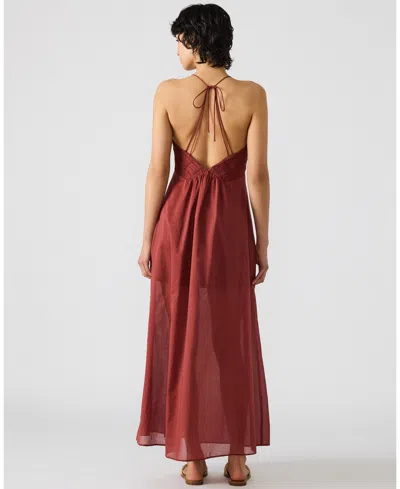 Steve Madden Brianna Side Slit Sleeveless Cotton Maxi Dress In Red