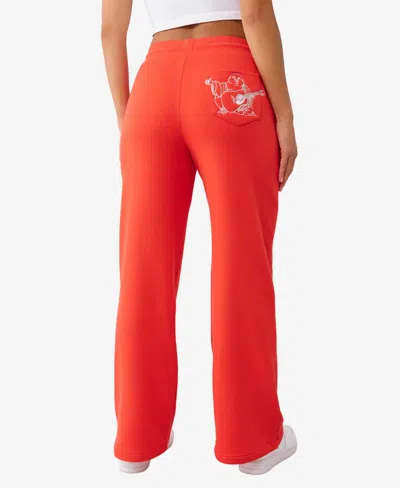True Religion Women's Lurex Buddha Straight Leg Pants In Red