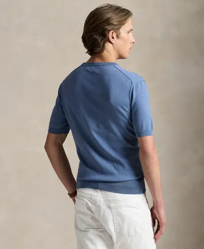 Polo Ralph Lauren Cotton Crewneck Short Sleeve Sweater In Blue
