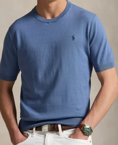 Polo Ralph Lauren Cotton Crewneck Short Sleeve Sweater In Blue
