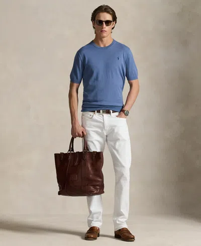 Polo Ralph Lauren Cotton Crewneck Short Sleeve Sweater In Blue