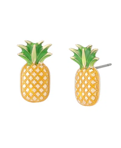 Betsey Johnson Backyard Pineapple Stud Earrings In Gold