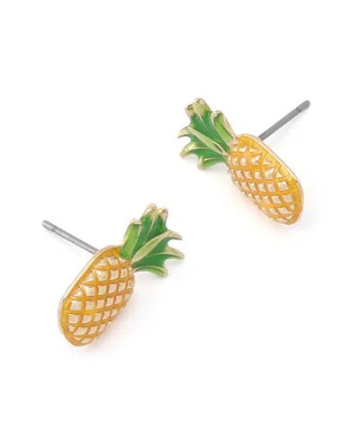 Betsey Johnson Backyard Pineapple Stud Earrings In Gold