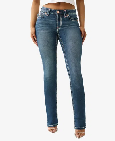 True Religion Women's Billie Super T Rhinestone Straight Jeans In Blue