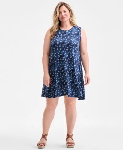 Style & Co Women's Printed Sleeveless Flip Flop Dress, Exclusively At Macy's In Blue