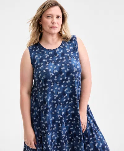 Style & Co Women's Printed Sleeveless Flip Flop Dress, Exclusively At Macy's In Blue