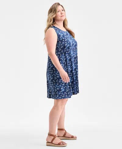 Style & Co Women's Printed Sleeveless Flip Flop Dress, Exclusively At Macy's In Blue