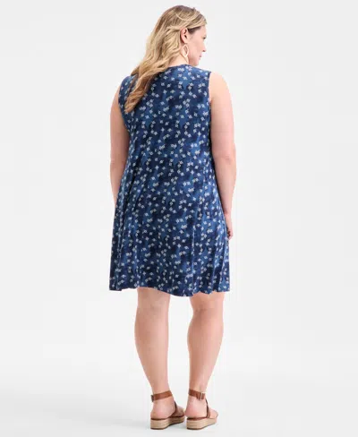 Style & Co Women's Printed Sleeveless Flip Flop Dress, Exclusively At Macy's In Blue