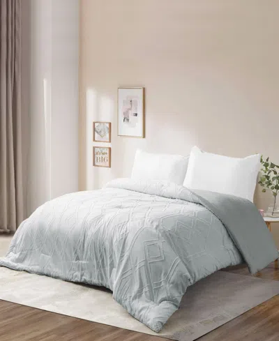Unikome All Season Textured Jacquard Down Alternative Comforter, Twin In Blue