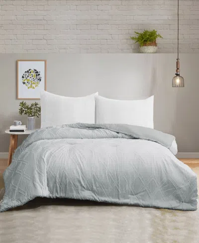 Unikome All Season Textured Jacquard Down Alternative Comforter, Twin In Blue