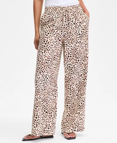Inc International Concepts Women's Printed Wide-leg Pull-on Pants, Exclusively At Macy's In Neutral
