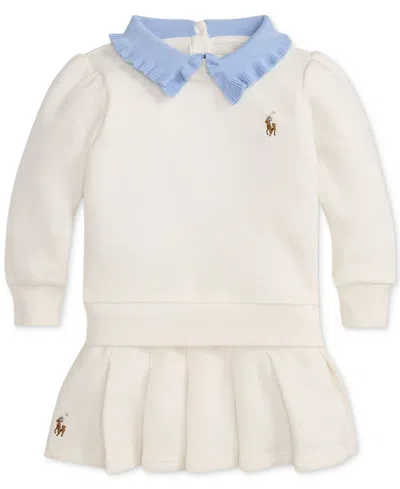 Polo Ralph Lauren Baby Girls Terry Sweatshirt & Pleated Skort Set In White