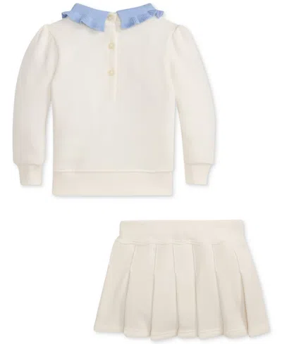 Polo Ralph Lauren Baby Girls Terry Sweatshirt & Pleated Skort Set In White