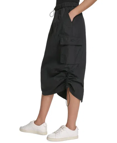 Starter Women's Solid-color Pull-on Midi Cargo Skirt In Black