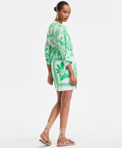 Inc International Concepts Women's Printed Side-tie Mini Dress, Exclusively At Macy's In Green