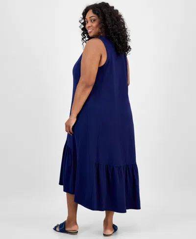 Jones New York Plus Size Ruffled High-low Dress In Blue