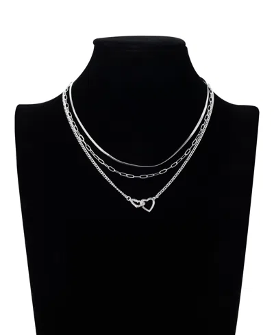 Unwritten Cubic Zirconia Interlocking Heart Layered Necklace Set
