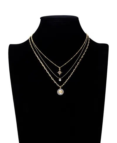 Unwritten Cubic Zirconia And Crystal Celestial Evil Eye And Moon Layered Necklace Set