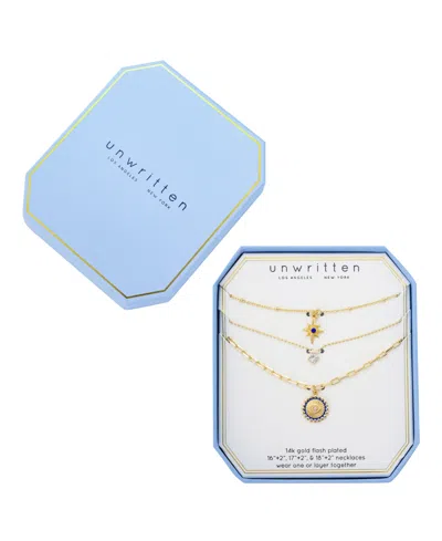 Unwritten Cubic Zirconia And Crystal Celestial Evil Eye And Moon Layered Necklace Set