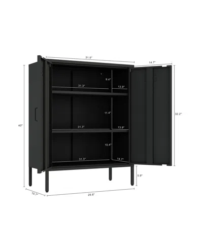 Manhattan Comfort Naomi Modern Accent Cabinet With 3 Adjustable Shelves In Gray